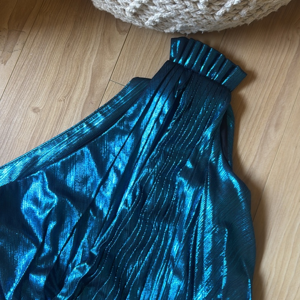 Retrofete metallic  Blue One-Shoulder Dress - Picture 3 of 5